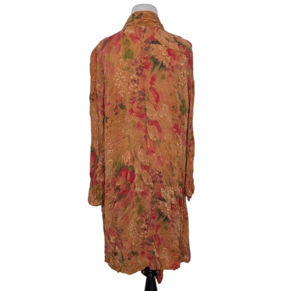 Tianello Martha Duster Womens Size Small Orange Floral Long Sleeve Cardigan - Picture 7 of 9